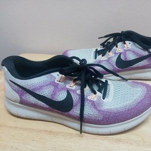 Nike Womens Free RN 2017 880840-102 White Purple Running Shoes Sneakers Size 9.5